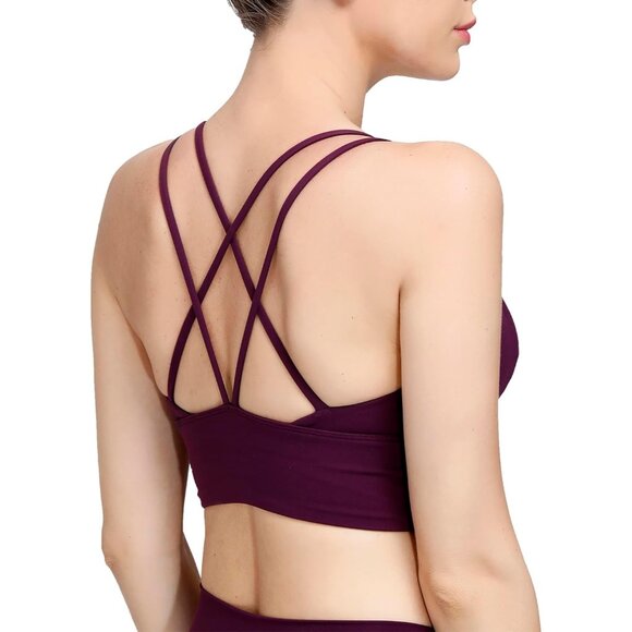 Women's Purple Strappy Bralettes Pull-on Sports Bra Rave Top Festival Outfits - Picture 3 of 9